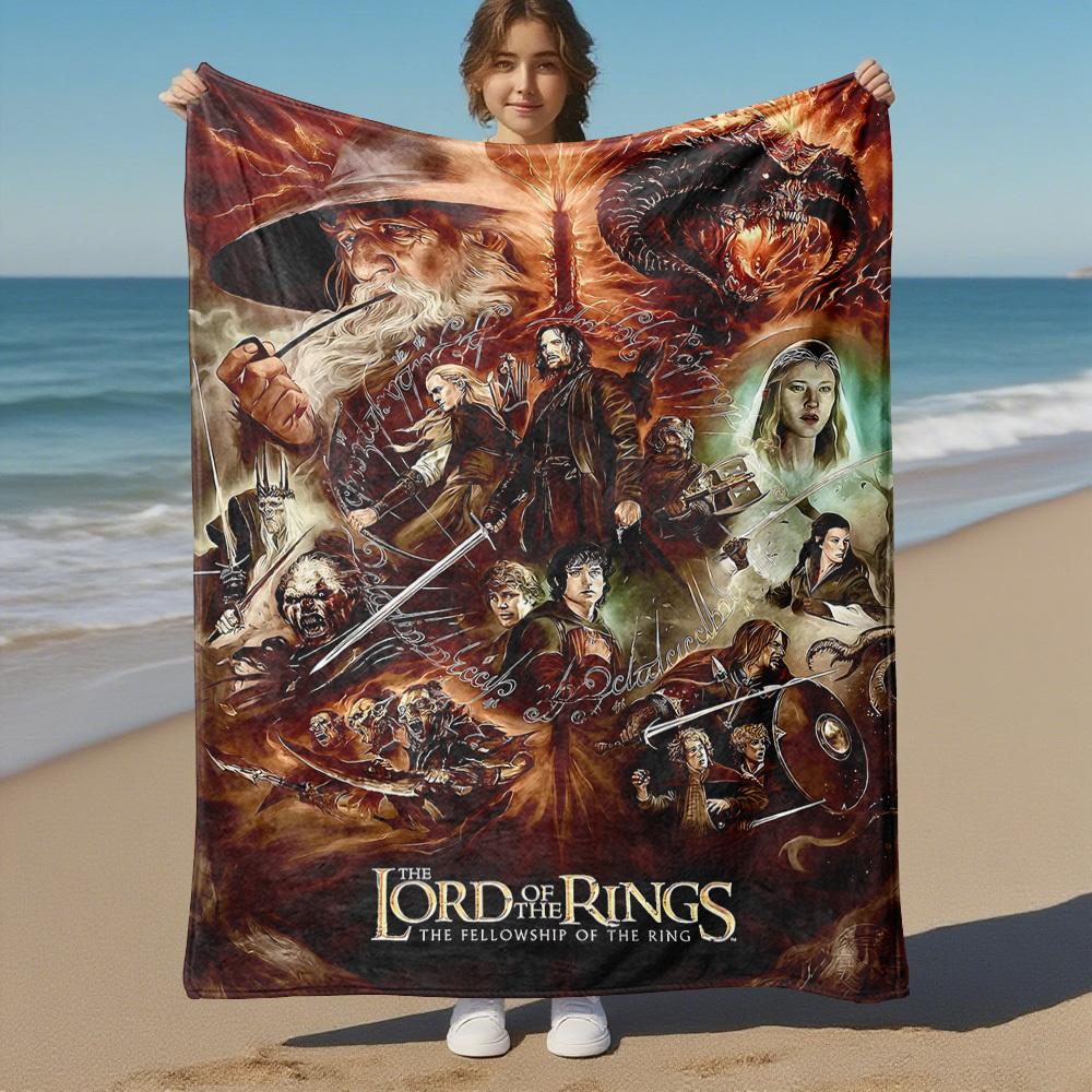 1PC Lord of the Rings Fellowship of the Ring Outdoor Flannel Blanket Soft Plush Decor for Picnics, camping,Bedroom, Playroom, Office1224A