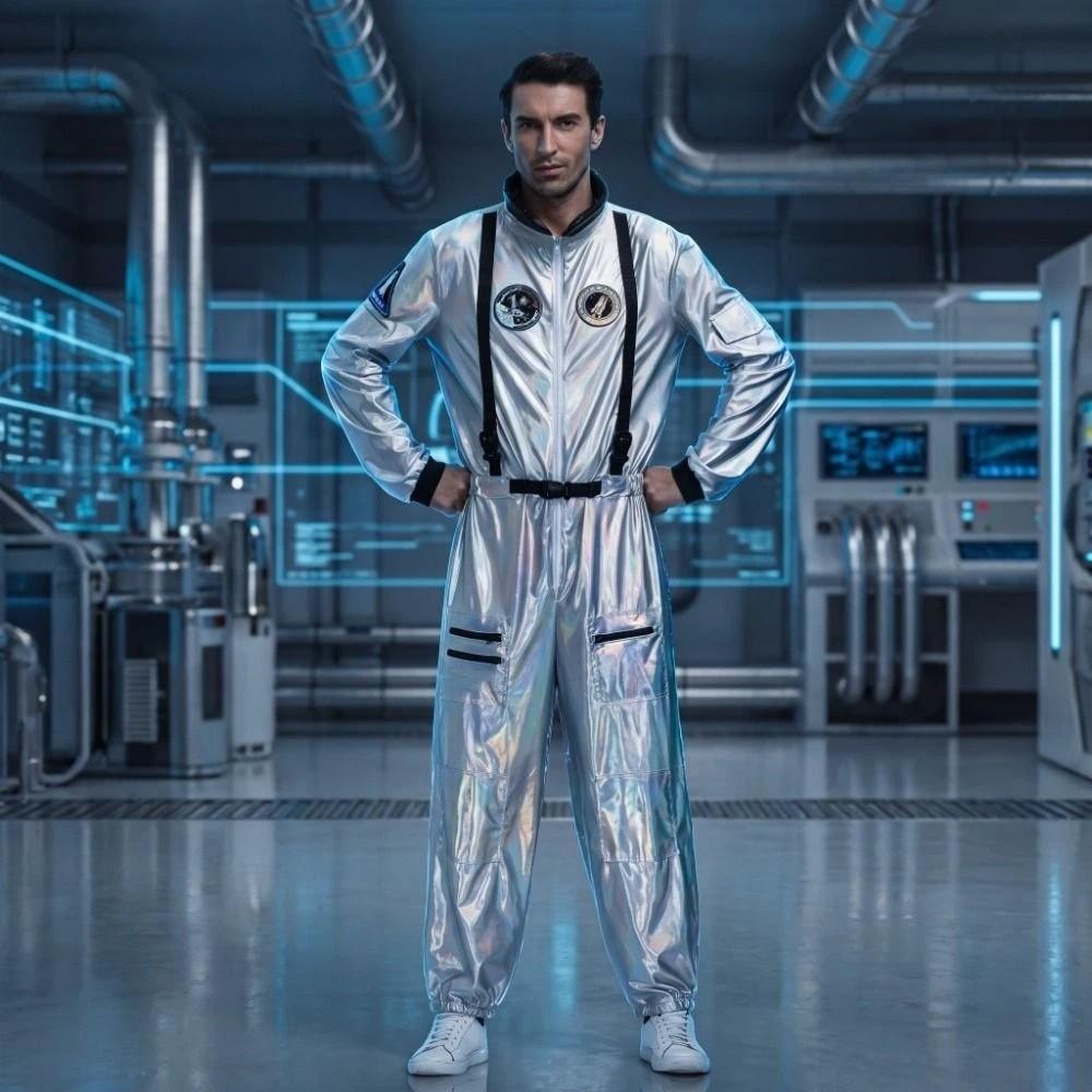 Dress Up Astronaut Costume Halloween Spaceman Jumpsuit Cosplay Outfit Carnival Theme Party