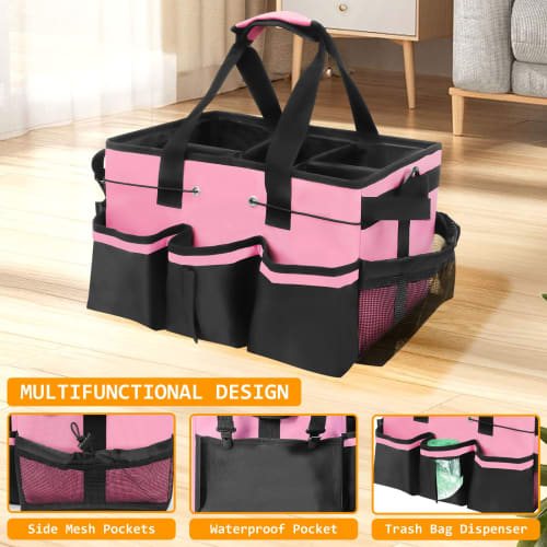 Clyfanesy Cleaning Supplies Storage Bag, Work Bag, Multi-functional Pockets, Waterproof Cleaning Tote Bag, 2-Way, Compact Design, Shoulder Strap, Remo