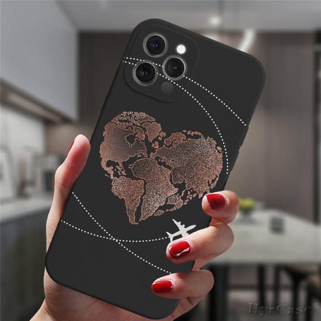 Для Iphone 13 12 11 14 Pro Max 14plus 13mini Чехол Модный Роскошный Популярный Самолеты Карта Мира Путешествия Конфеты Силиконовый Чехол