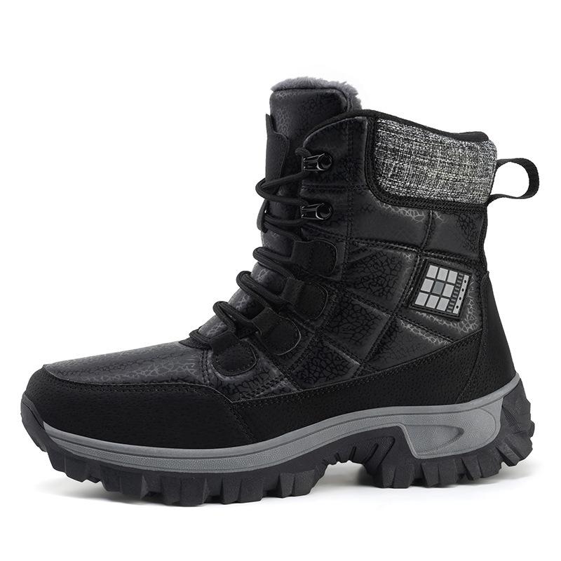 Мужские зимние ботинки, водонепроницаемые, теплые, с меховой подкладкой, зимние, удобные, со шнуровкой, походные ботинки, нескользящие, по щиколотку, походные рабочие ботинки с высоким берцем для мужчин