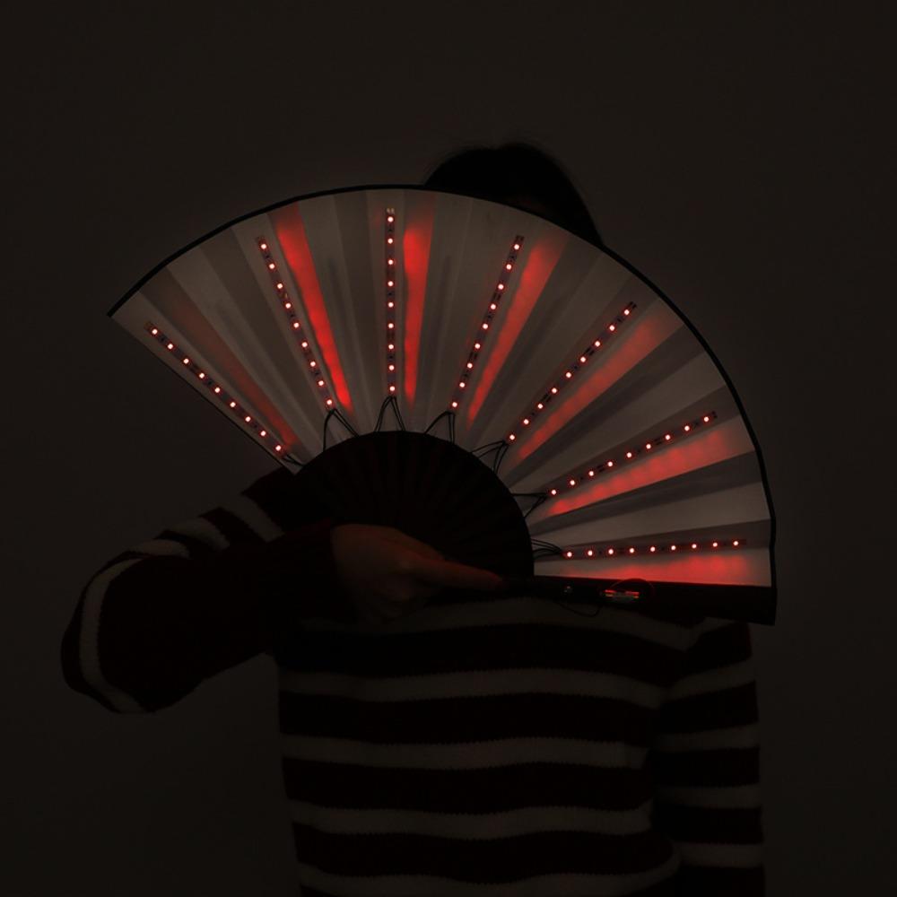 Неоновый светящийся бар складной ручной веер танец выступление светящиеся светодиодные веера светящийся кунг-фу китайский бамбуковый веер реквизит для поддержки концерта