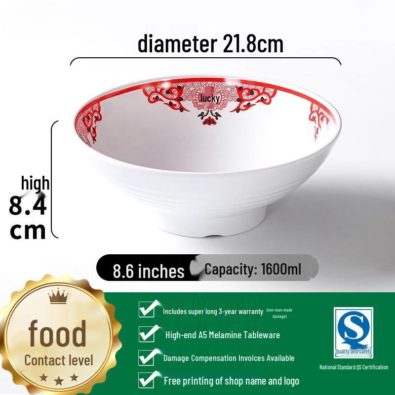 Commercial Melamine Round Plate: Imitation Porcelain for Restaurant Fried Noodles, Cold Dishes, Snacks, Rice Bowl, and Fast Food.