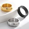 Waterproof Vacuum Plated Gold Color Stainless Steel Men's Ring 7mm Width Matte Brushed Finish with Inner Curve Design Rings Man