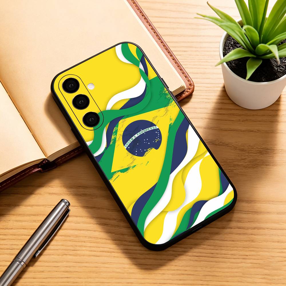 B-Brazil Бразильский флаг Чехол для телефона для Samsung Galaxy A73, A72, A71, A70, A53, A52, A51, Мягкий силиконовый черный чехол