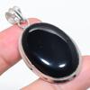 Natural Black Onyx Gemstone 925 Sterling Silver Jewelry Pendant 2.01" U2l44