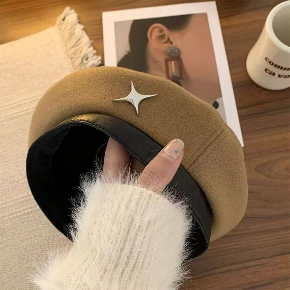 Y2K Star Beret British Style Newsboy Cap Personality Painter Hat Autumn