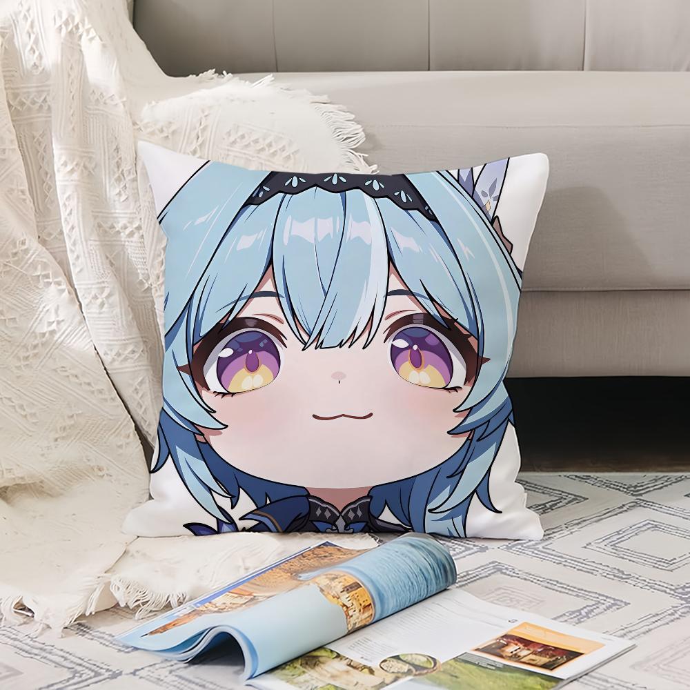 Cartoon cute Genshin Pillow Case Office Cushions Suitable For Sofa Car Bedroom Decorative Cushion Cover