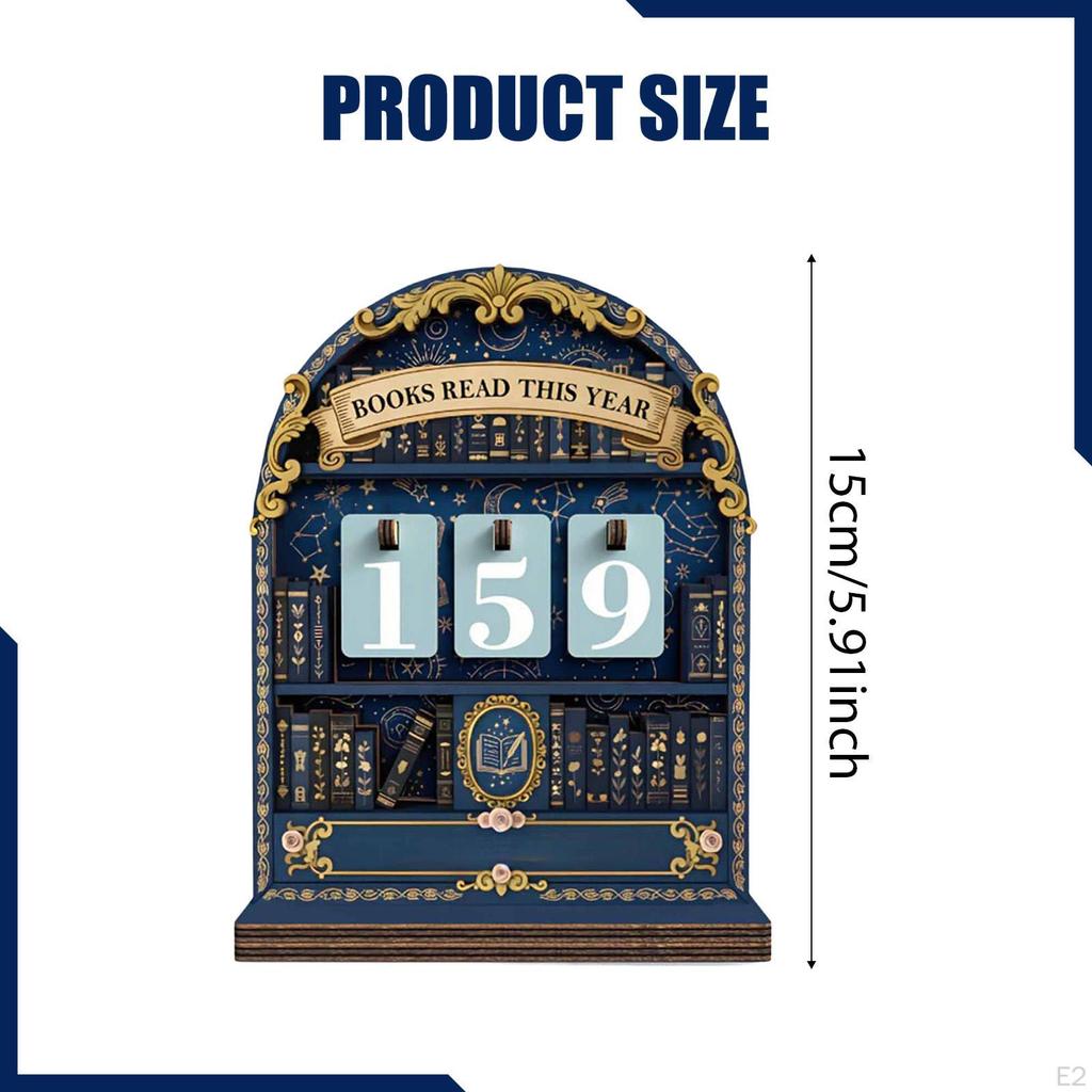 Wooden Book Read This Year Counter Sign Gift Home up to 999 Bookshelf Decoration for