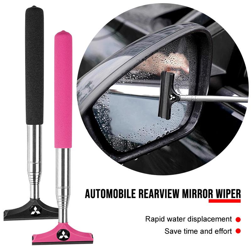 1Pcs Car Rearview Mirror Wiper Retractable Handheld Cleaning Brush Emblem For Mitsubishi lancer asx outlander pajero l200 galan UU9