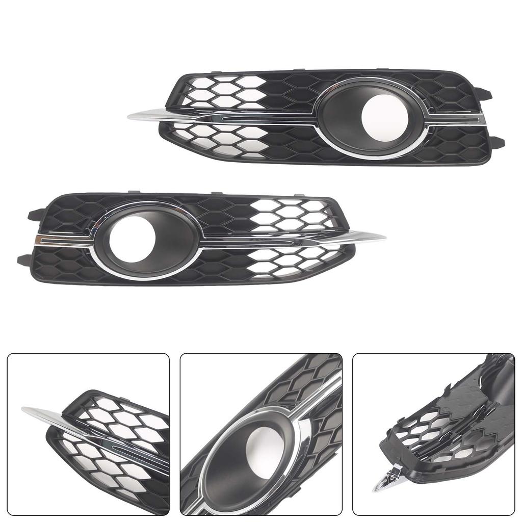 2PCS Car Front Bumper Fog Light Grille For A6 C7 S-Line 2012-2014