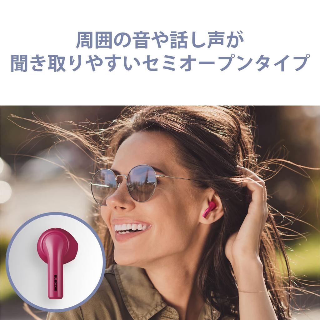 ELECOM Wireless Earphones Earphones Bluetooth 5 Lightweight Small Type Calls Automatic Pairing ACC Compatible Type C Charging Pink In-Ear LBT-TWS11PN