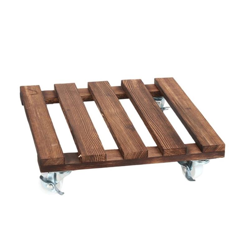 Multiple Use Outdoor Wood Planter Base Swivel Wheel Design Weatherproof Construction For Effortlessly Plant Movements