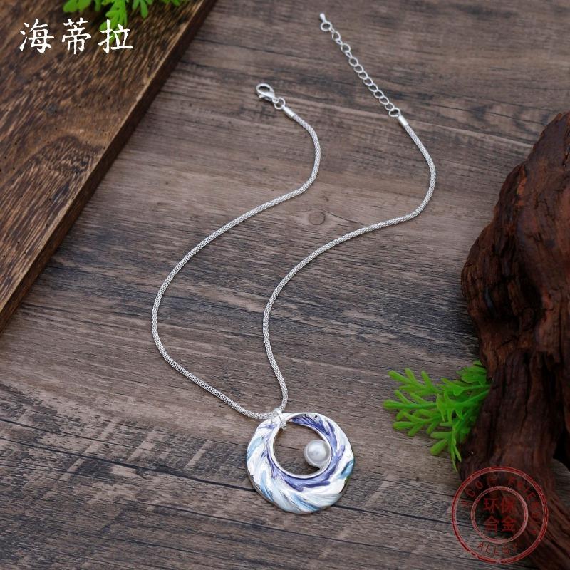 Новый кулон-кольцо с эмалью, женское креативное простое и высокочувственное нерегулярное кольцо-ожерелье