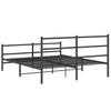 Metal Bed Frame with Headboard and Footboard Black 150x200 cm