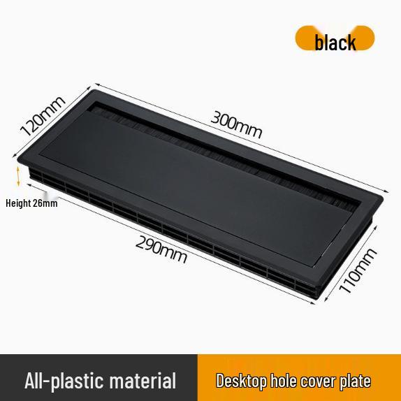 Dustproof Aluminum Cable Management Box: Flip-Top Desk Wire Cover Plate with Brush
