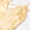 ZA European & American Style Gold Satin Spaghetti Strap Midi Dress