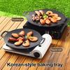 BBQ Grill Pan Non-stick Multi-function Lightweight Round Grill for Baking Grilling BBQ Quick Heating Camping Tray with Handle