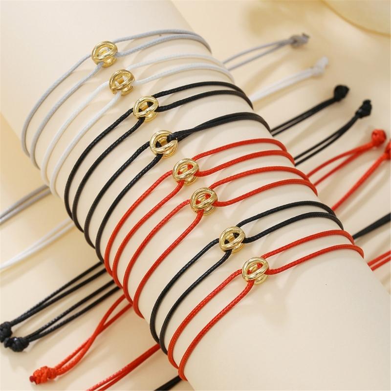 2 шт. Парные браслеты Бусины на удачу Ручная цепочка Регулируемый Ручной работы Наручная цепочка из плетеной веревки Аксессуар