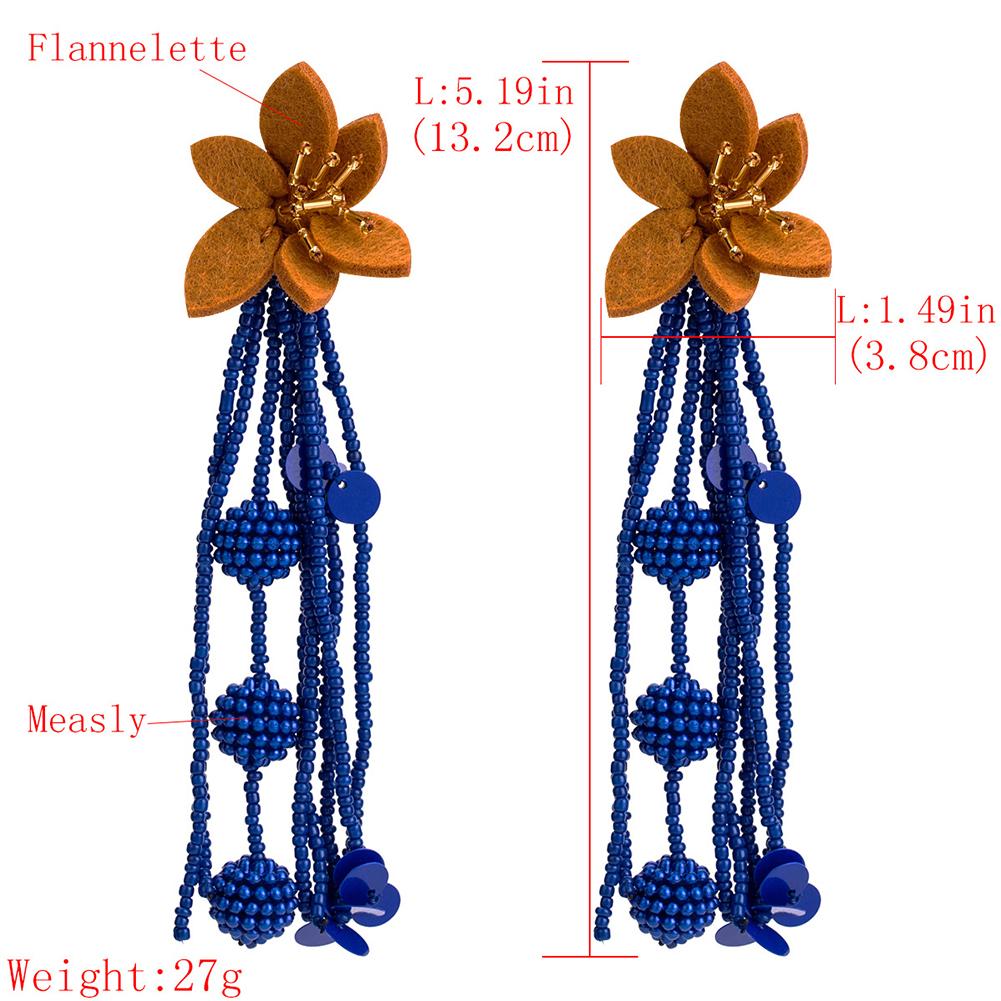 Women Chic Flower Braided Tassel Earring Bohemian Style Eardrop