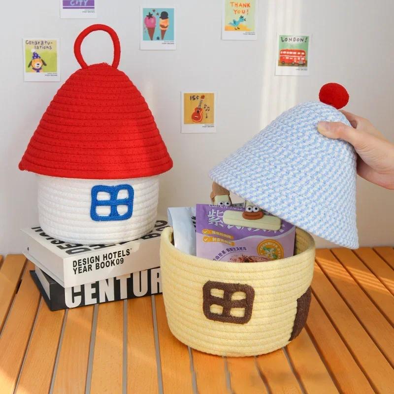 Cute Covered Cottage Cotton Storage Basket Children's Cartoon Desktop Organizer Random Style Toy Box for Kids