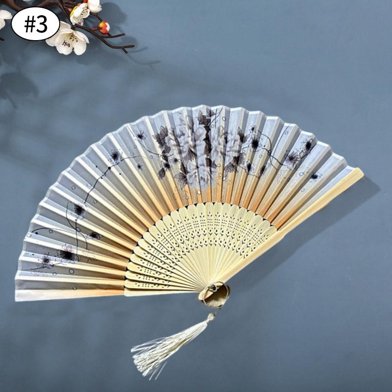 Vintage Silk Folding Hand Fan Chinese Japanese Bamboo Fans Craft Gifts Women Dance Performance Props Home Decoration Ornaments