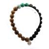 Stones and Minerals. Congo Malachite + African Turquoise + Black Onyx Bead Bracelet Made In France.