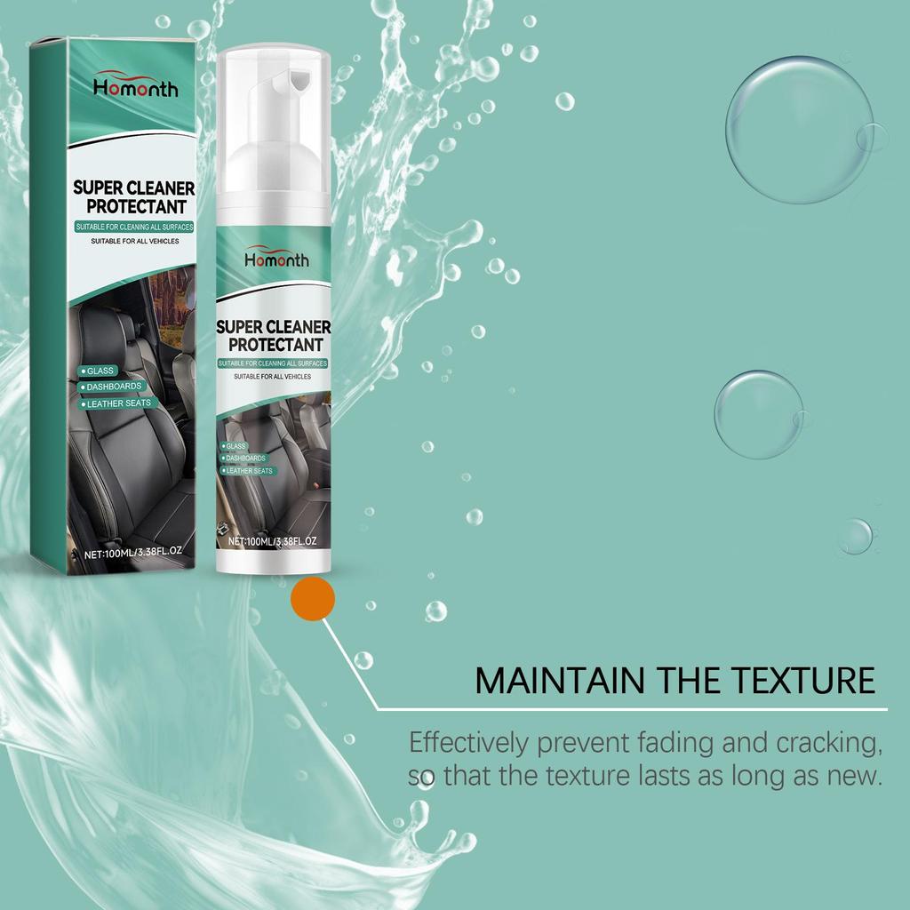 Homonth Multi-Purpose Car Seat Cleaner Deeply Removes Stains and Prevents Fading, Discoloration and Cracking On a Variety of Surfaces.