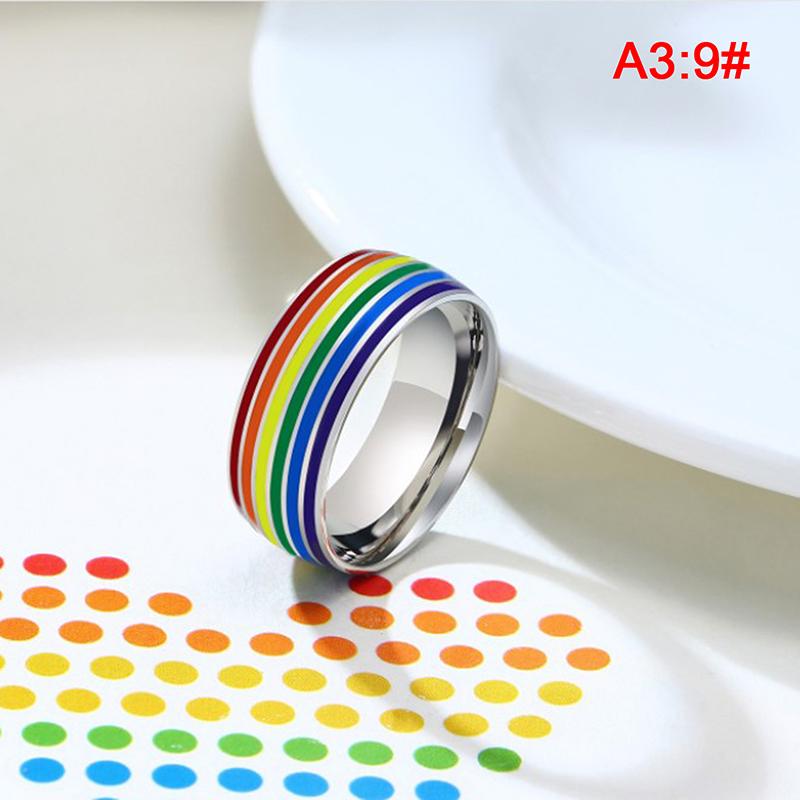 Эмалированное кольцо из нержавеющей стали с радужным ЛГБТ-кольцом для геев-лесбиянок