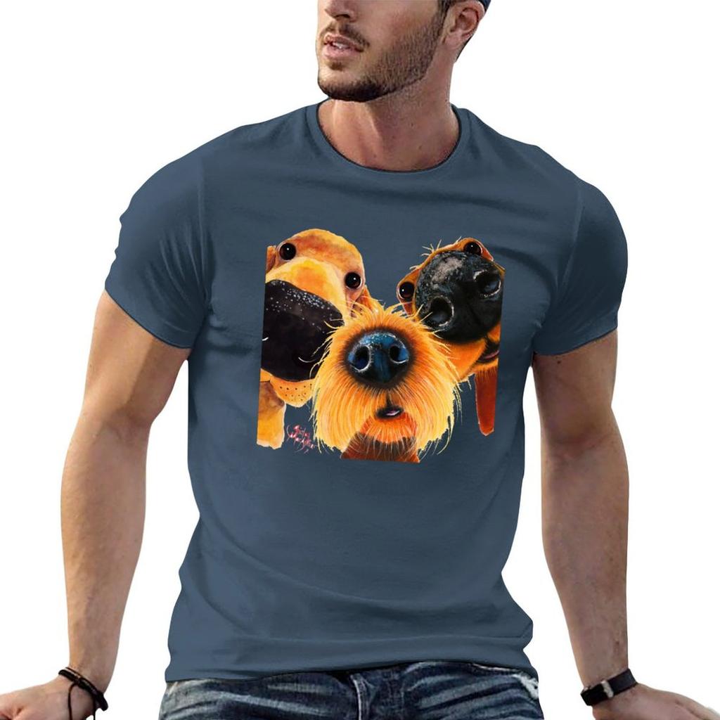 Nosey Dog Print The Curious Nosey Dogs By Shirley Macarthur Tshirt T Shirt Unisex Casual Funny T Shirts Cotton Tshirt
