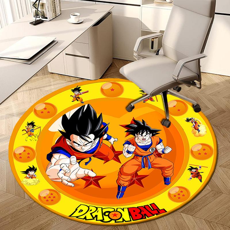 1pc Dragon Ball Characters Artwork Round carpet, Made of Polyester,Perfect for Decorating Office Chairs, Living Rooms,Vibrant Decorative Rug