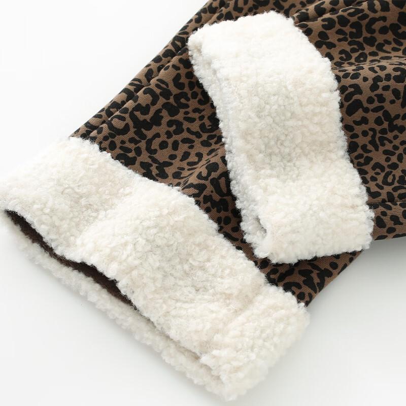 Snoopy Girls Winter Fleece-Lined Leopard Print Trim Pants