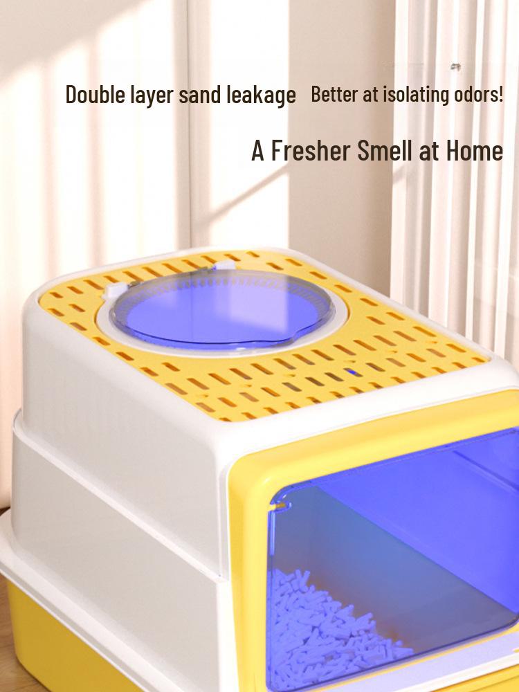 Закрытый лоток для кошачьего туалета с верхним входом - большой, антизапаховый, антиследовой горшок для котят