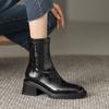 2024 Новые зимние женские сапоги с круглым носком, массивные сапоги из спилковой кожи и шерсти, модные зимние сапоги 2024 года, теплые сапоги, черная женская обувь