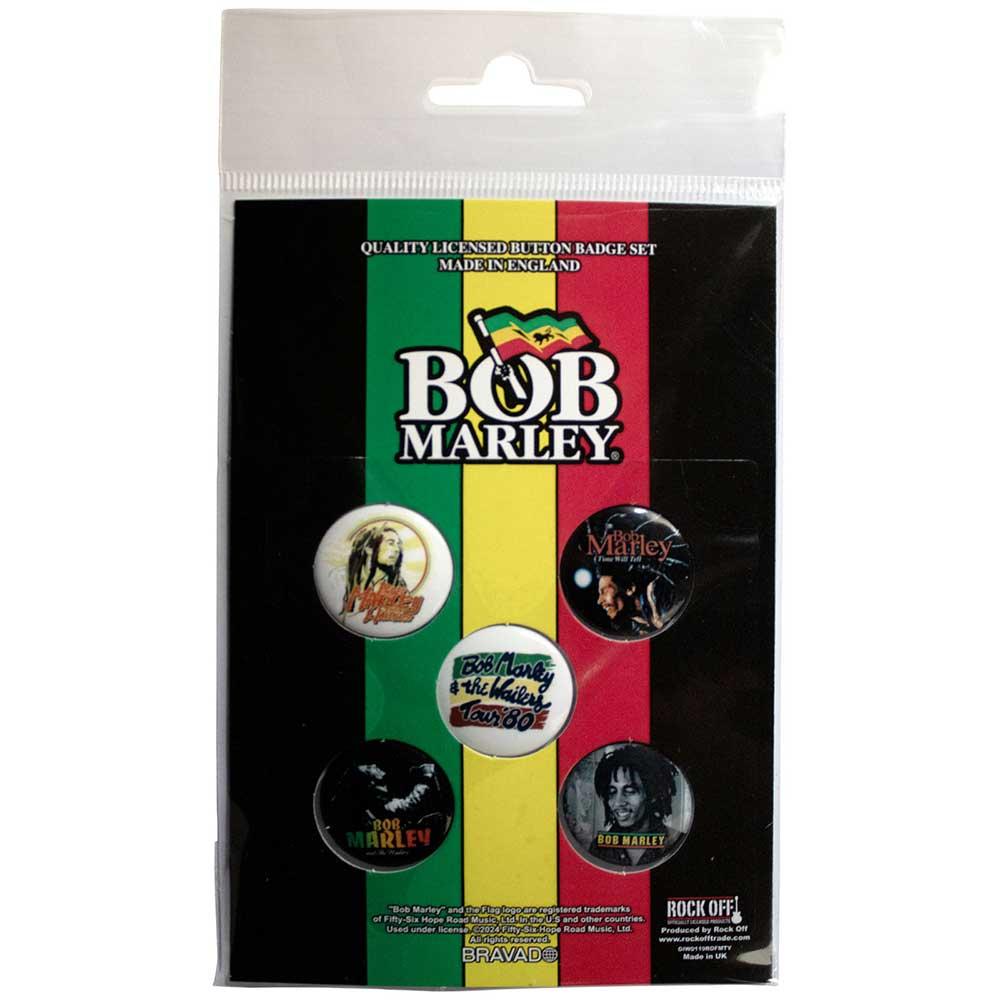 Bob Marley Bob & The Wailers Badge Set (Pack of 5)