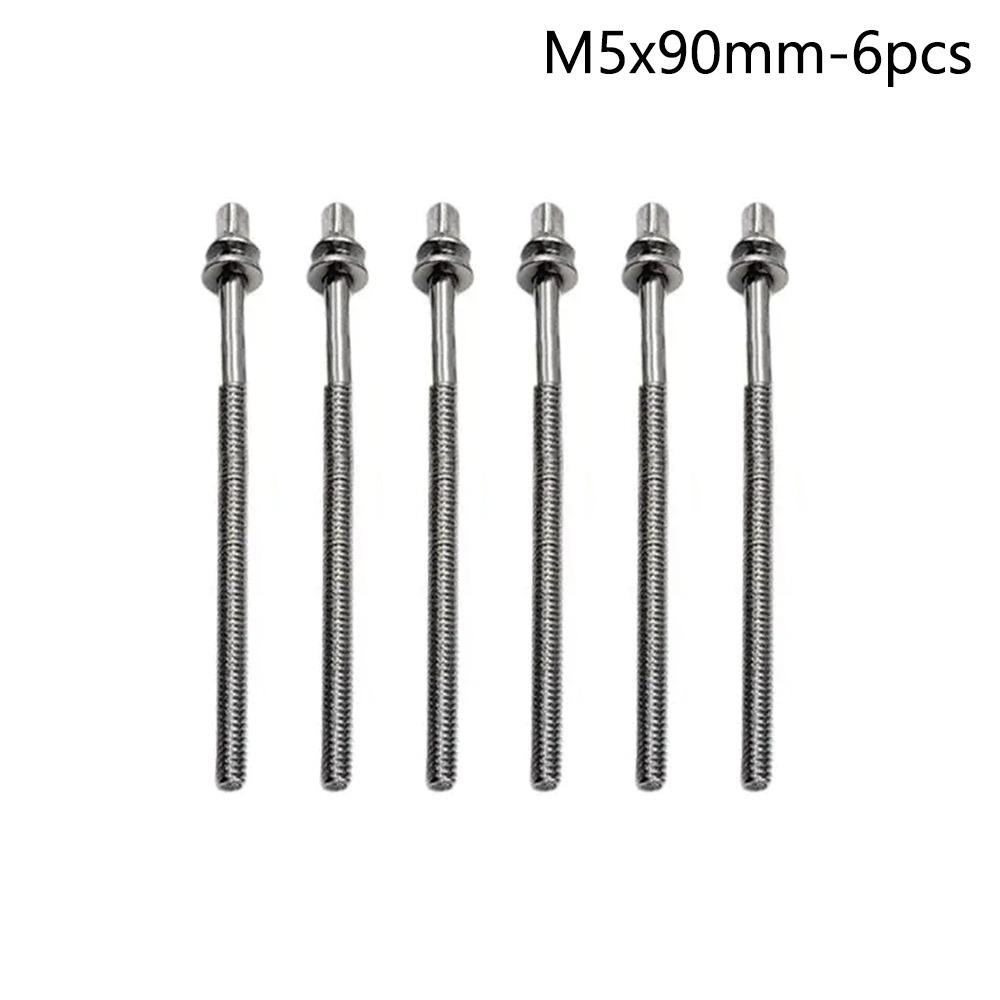 6Pcs Strong Drum Tension Rods with Washers Drum Tight Screw Drum Lug Bolts  for Jazz Drums Repair