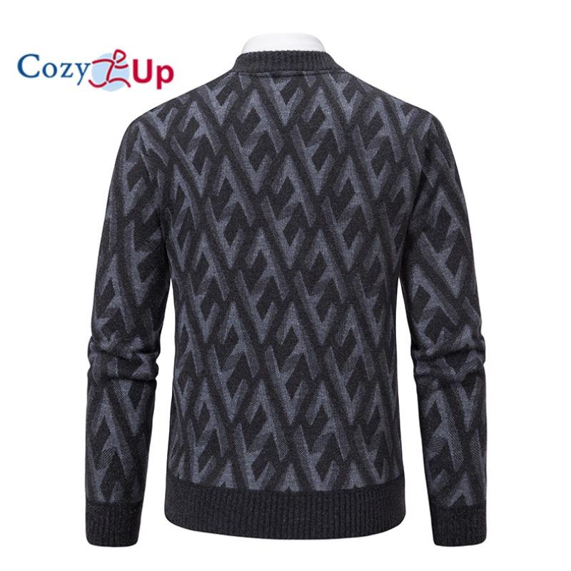 Cozy Up Мужская трикотажная куртка с воротником-стойкой, облегающее повседневное деловое пальто