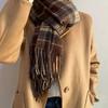 Tassel Plaid Wool Scarf Pashmina Long Shawl Classic Winter Cashmere Scarves  Autumn Winter