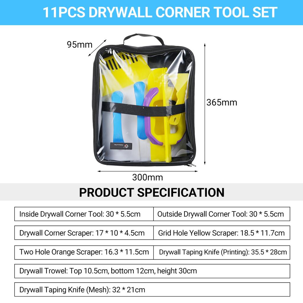Набор инструментов для углов гипсокартона, 11 шт., шпатель для внутренних и внешних углов, пластиковый скребок для углов гипсокартона
