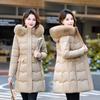 Большое хлопковое пальто с меховым воротником женское средней длины зимнее нового стиля модное свободное пуховое хлопковое пальто теплая куртка