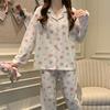 Cute full print cartoon girl pajamas spring and autumn long-sleeved trousers set soft and cute can be worn outside loungewear two-piece set