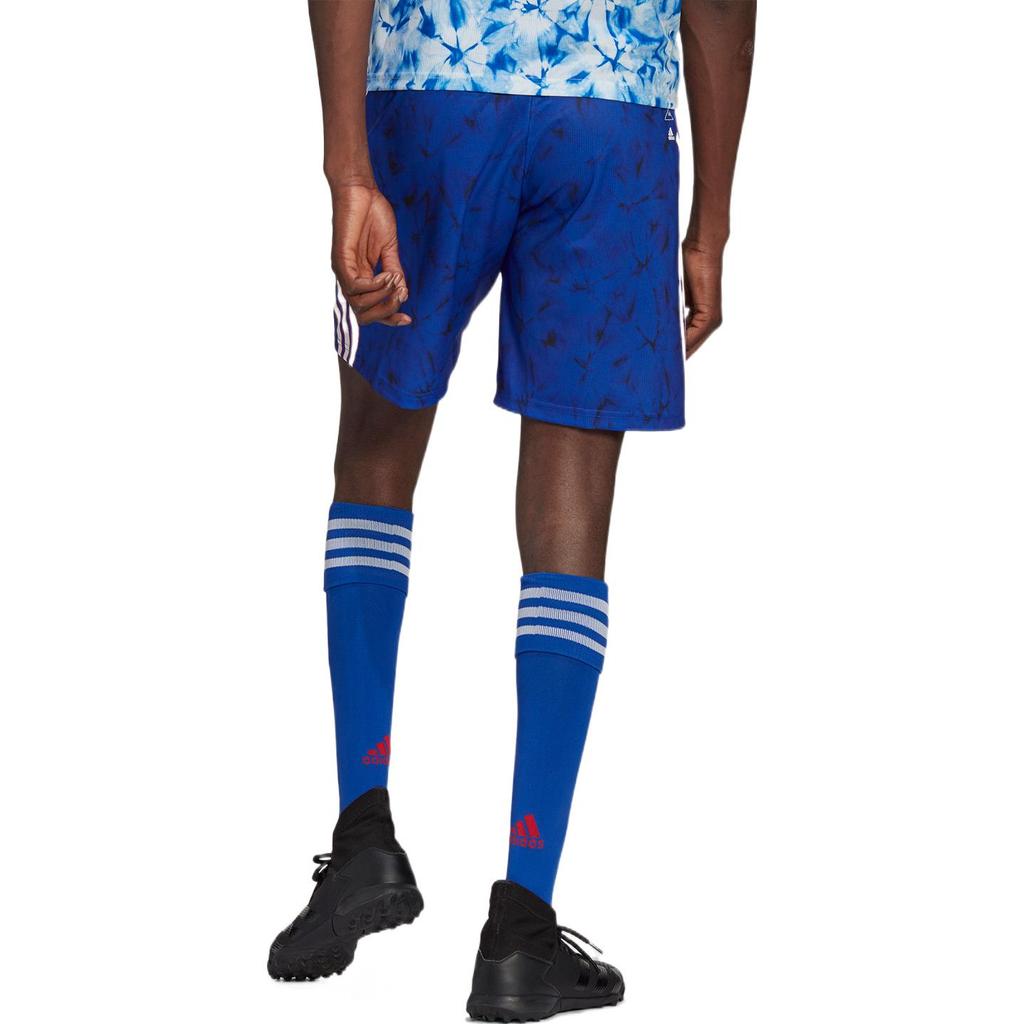 Adidas Striped Logo Print Soccer Shorts Men Bottoms Blue GJ9085