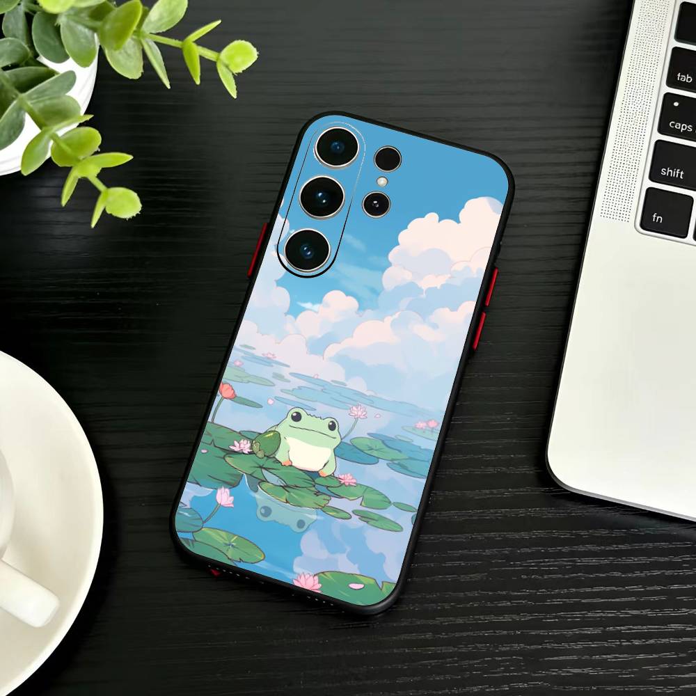 Милый Мультяшный Чехол-Лягушонок для Телефона Samsung S26, S25, S24, S23, S22, S21, S20, S30, Ultra, Plus, Fe, Note, 5G Черный Чехол
