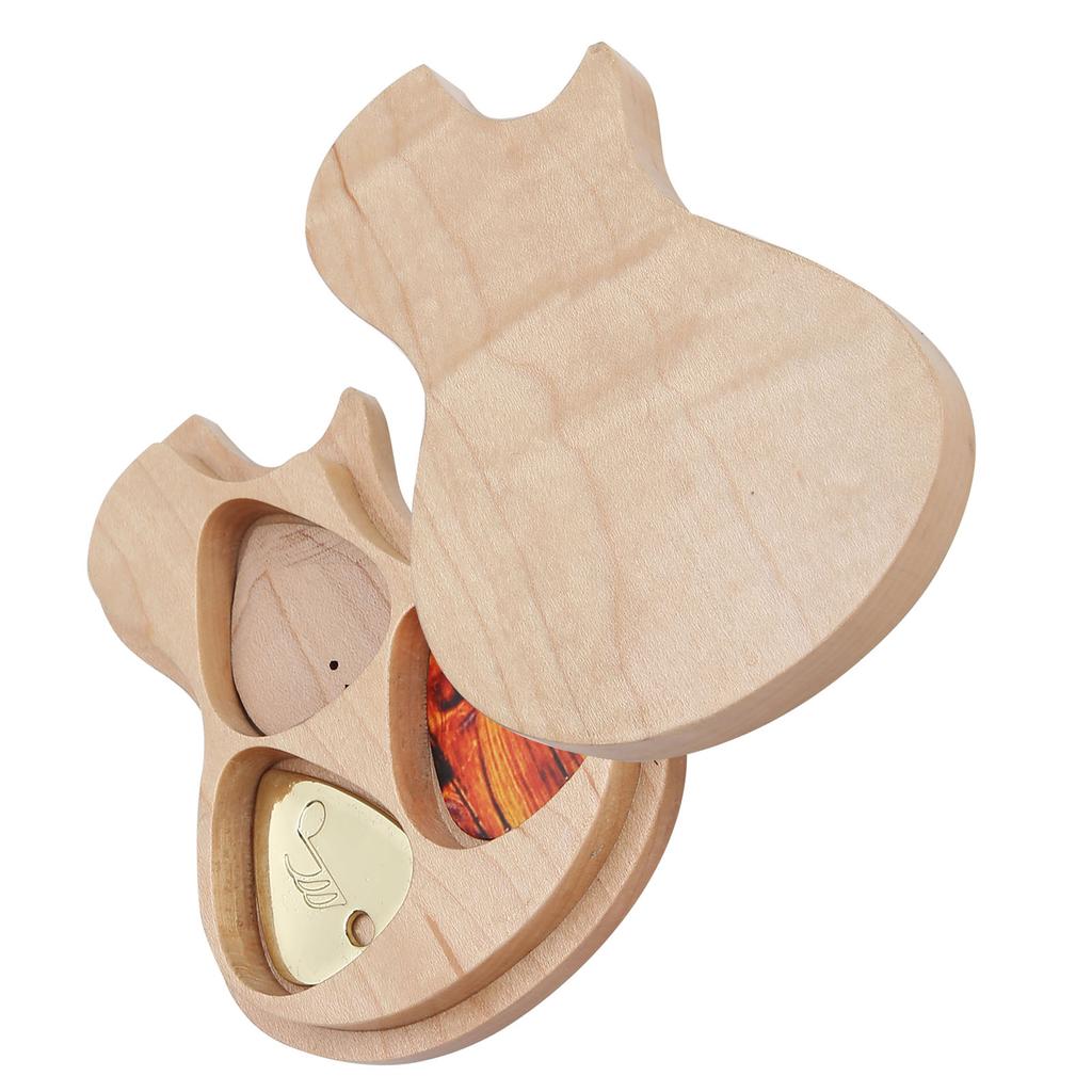 Guitar Pick Box Maple Solid Wood 3 Picks Guitarist Gifts Musical Instrument Accessories