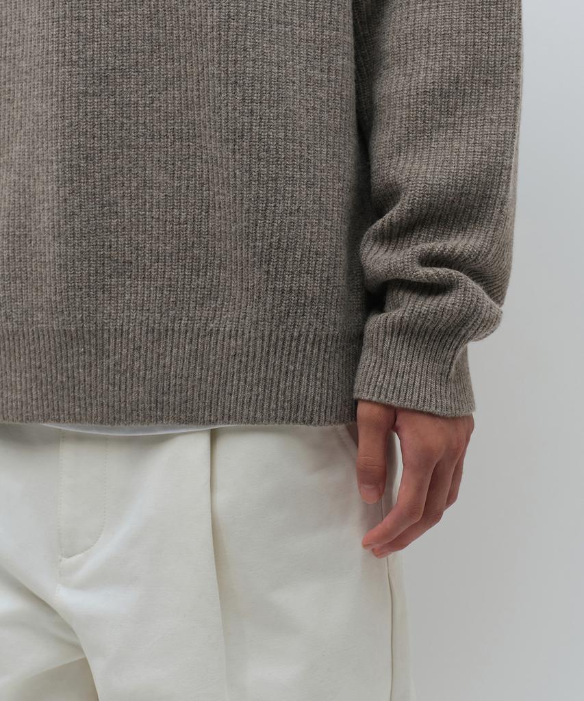 MUSINSA STANDARD [Victoria Wool] Ribbed Hooded Knit [Taupe]