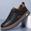 2024 Autumn New Men's Handmade Online Casual Leather Shoes Men's Youth Versatile Leather Board Shoes White Shoes 7088