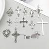 Новый подвесной шарм в виде креста и сердца из античного серебряного сплава для DIY-украшений