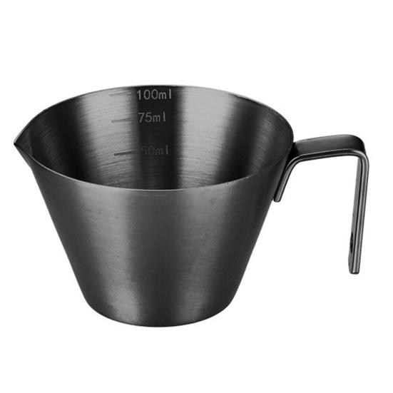 Мерный стакан из нержавеющей стали для эспрессо со шкалой, вместимость 100 мл, мини-стакан для наливания с ручкой, пищевой, точный