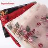 Luxury Wool Blend Silk Scarf: High-End Embroidered Begonia Design Shawl for Women