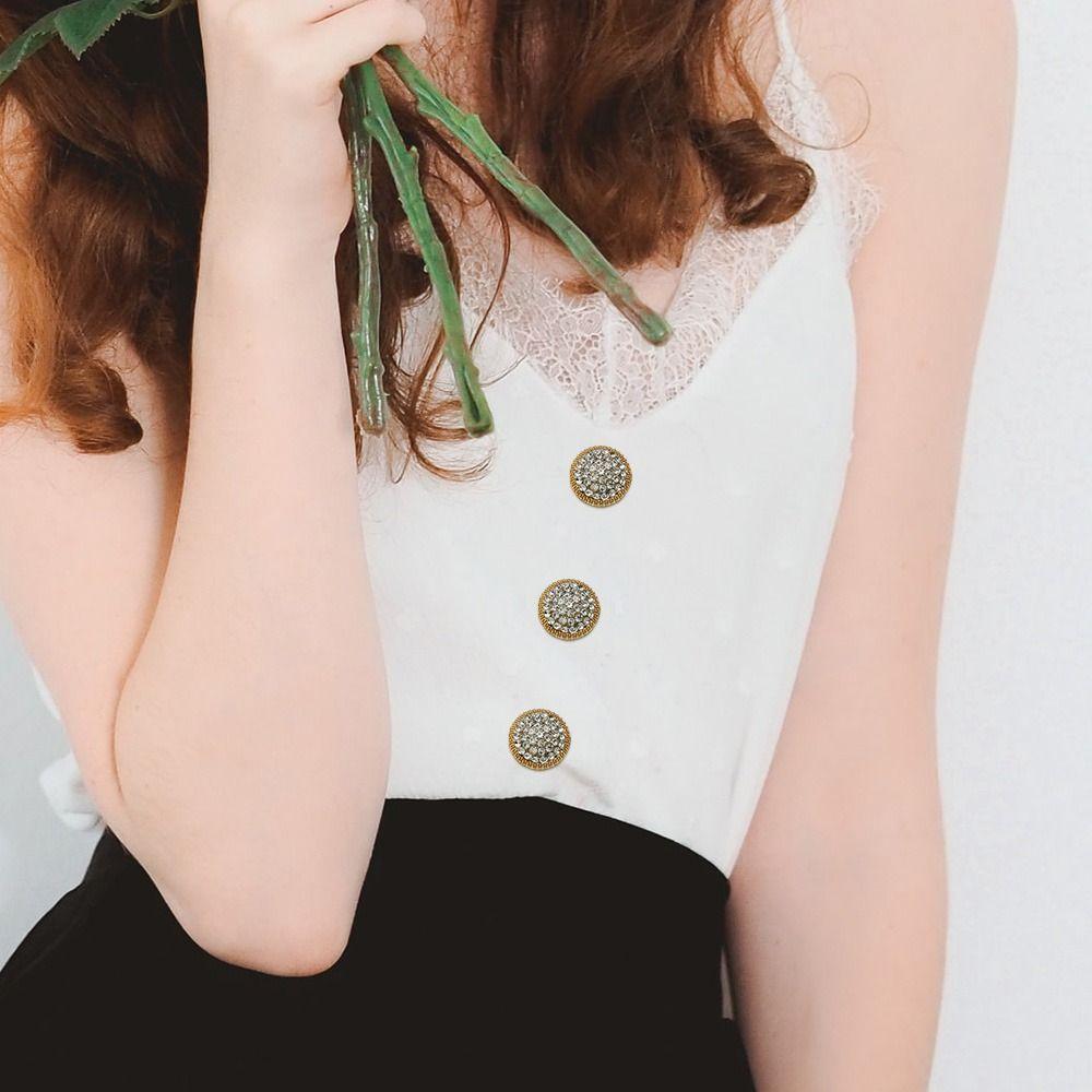 10Pcs Handmade DIY Durable Metal Rhinestone Buttons Shirt Buttons Needlework Sewing Button